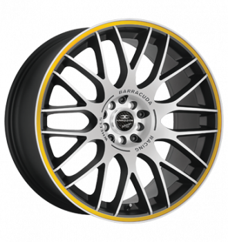 Barracuda, Karizzma, 8x18 ET38 4x108 73,1, Mattblack-Polished / Color Trim gelb