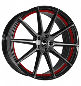 Barracuda, Project 2.0, 9,5x22 ET27 5x112 66,5, higloss-black br. Surf./ undercut colour trim rot