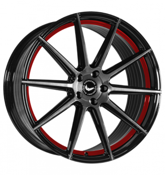Barracuda, Project 2.0, 9,5x22 ET27 5x112 66,5, higloss-black br. Surf./ undercut colour trim rot